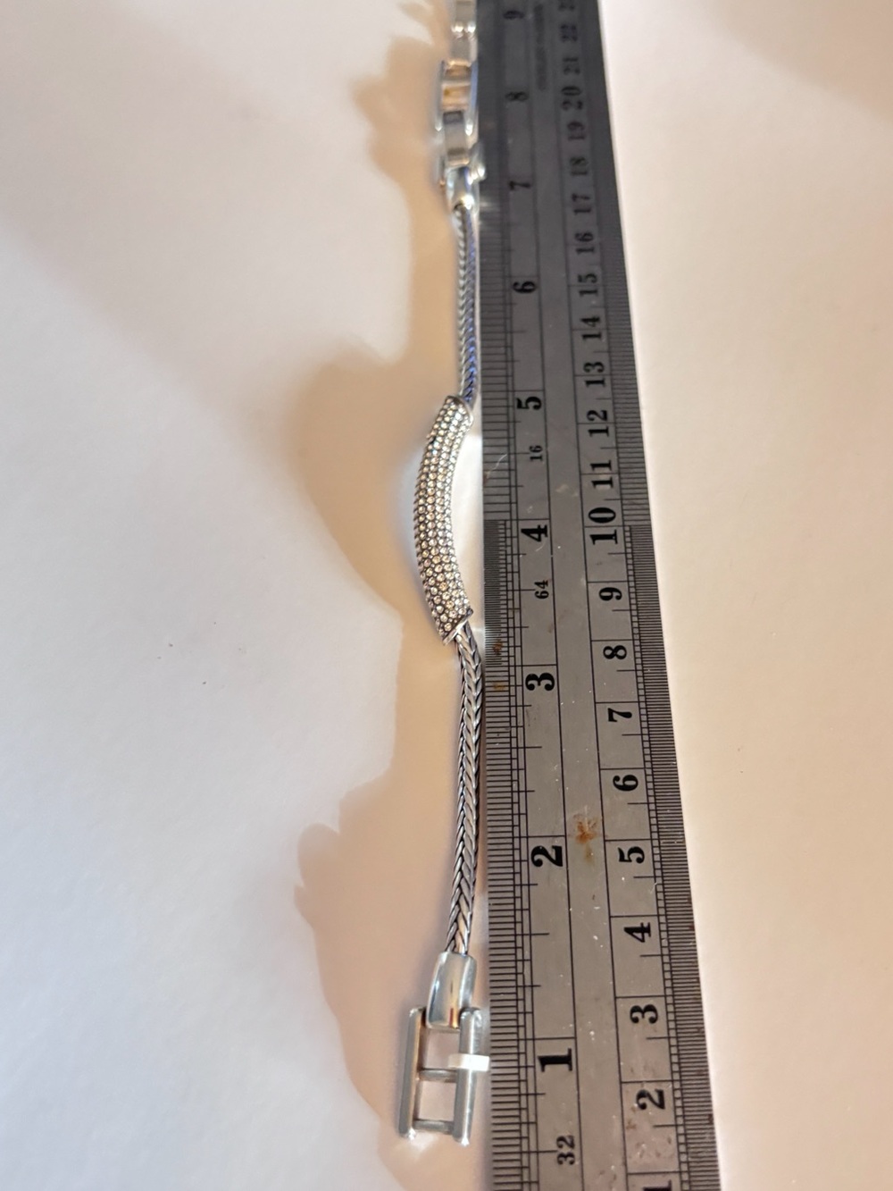 BRIGHTON 'Meridian Blaze' Bracelet Pavé Crystals Silver Plate Wheat Chain 7"NWT - Picture 4 of 6